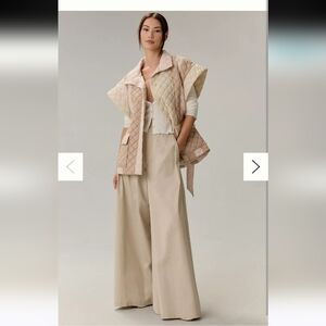 NWOT STELLA NOVA Quilted Pink and Tan Belted Waistcoat Anthropologie